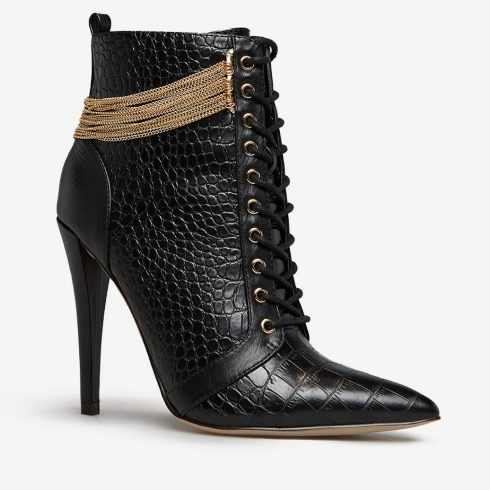 Keep Me High Chain Detail Stilletto Bootie